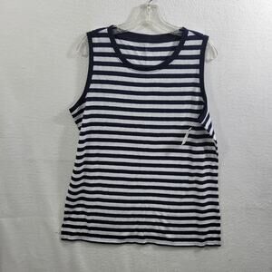 Talbots Women's Blue Striped Linen Blend Tank Top Size 1X NWT 52025-1132